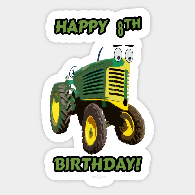 Happy 8th Birthday tractor design Sticker by seadogprints